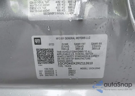 2024 Chevrolet Silverado 1500 4Wd Short Bed Lt With 2Fl из США, поврежденный, VIN 1GCPDKEK2RZ112610